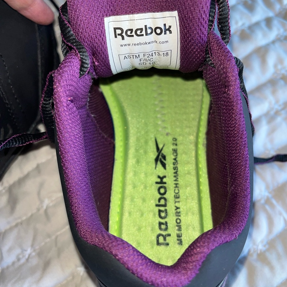 Reebok Women's Sublime Black and Purple Athletic Work Shoes - Picture 11 of 12